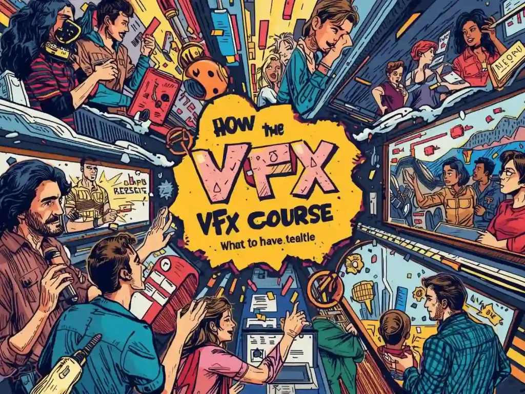 Students learning visual effects in a creative classroom setup – illustration representing how to choose the best VFX Course in Delhi.